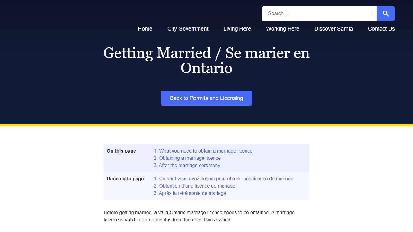 Getting Married / Se marier en Ontario – City of Sarnia